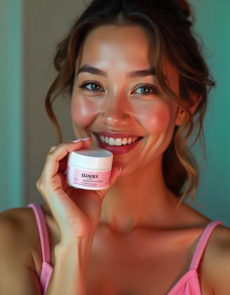 Model holding a mask tube